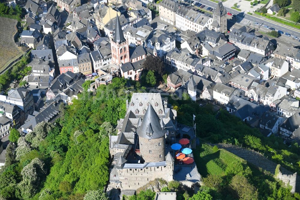 Bacharach from the bird's eye view: Castle of the fortress Stahleck in Bacharach in the state Rhineland-Palatinate, Germany