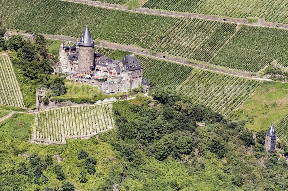 Aerial image Bacharach - Castle of the fortress Stahleck in Bacharach in the state Rhineland-Palatinate, Germany