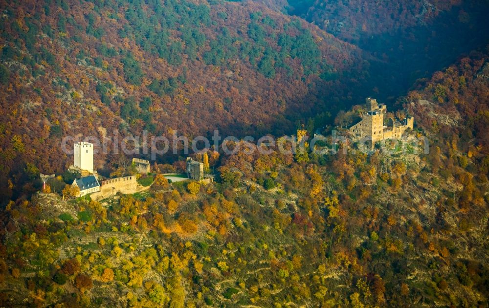 Aerial image Kamp-Bornhofen - Castle of the fortress Sterrenberg in Kamp-Bornhofen in the state Rhineland-Palatinate