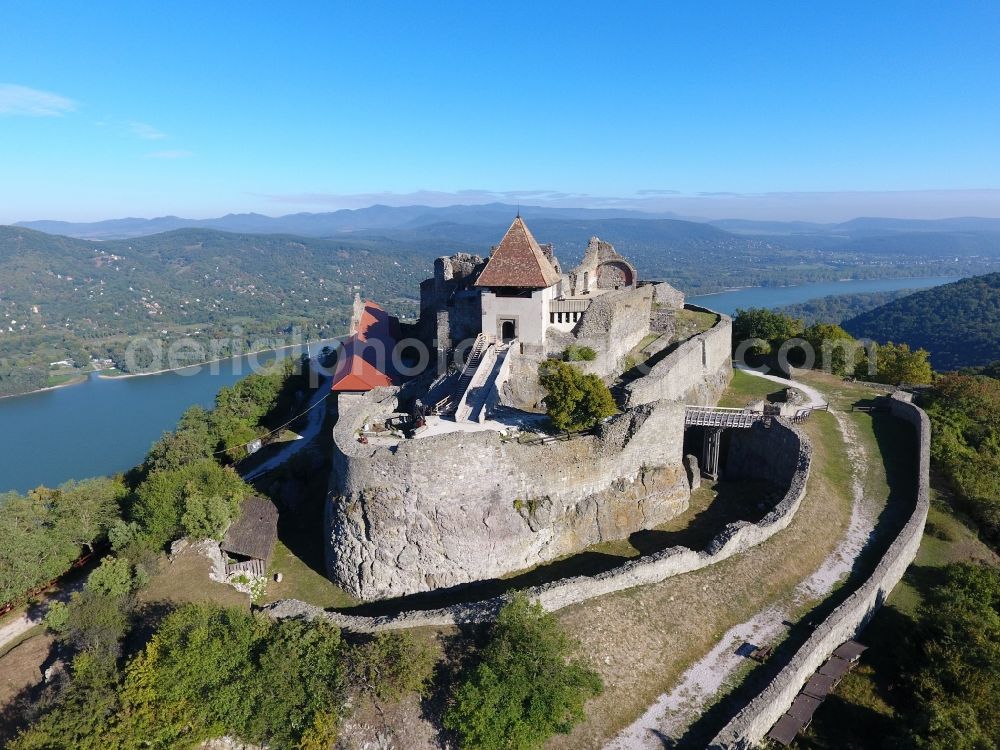 Aerial image Visegrad - Castle of the fortress in Visegrad in Komitat Pest, Hungary