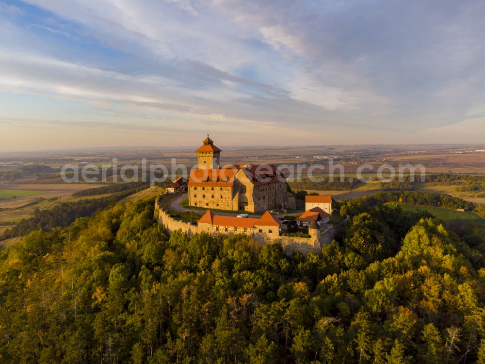 Aerial image Holzhausen - Castle of the fortress Wachsenburg in Holzhausen in the state Thuringia, Germany