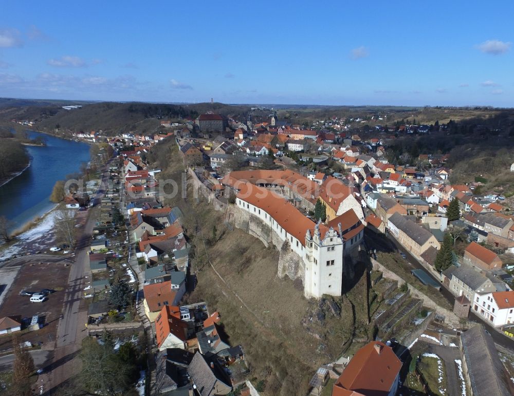 Aerial photograph Wettin - Castle of the fortress in Wettin in the state Saxony-Anhalt, Germany