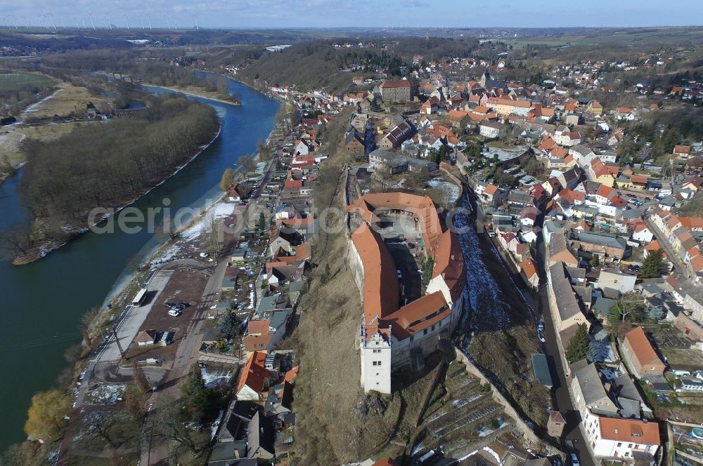 Aerial image Wettin - Castle of the fortress in Wettin in the state Saxony-Anhalt, Germany