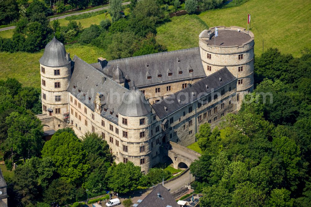 Aerial image Büren - Castle of the fortress Wewelsburg on Burgwall in Bueren in the state North Rhine-Westphalia