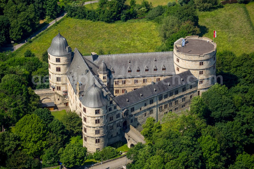 Büren from above - Castle of the fortress Wewelsburg on Burgwall in Bueren in the state North Rhine-Westphalia