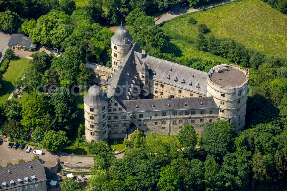 Büren from above - Castle of the fortress Wewelsburg on Burgwall in Bueren in the state North Rhine-Westphalia