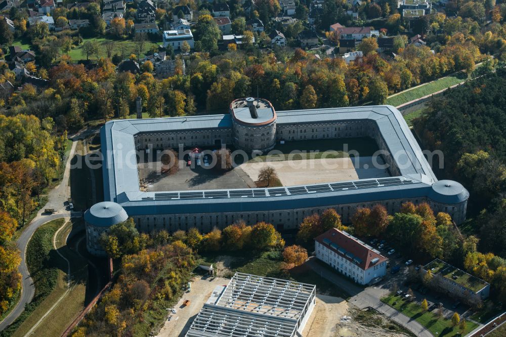 Ulm from above - Castle of the fortress Wilhelmsburg (Werk XII) in Ulm in the state Baden-Wurttemberg, Germany