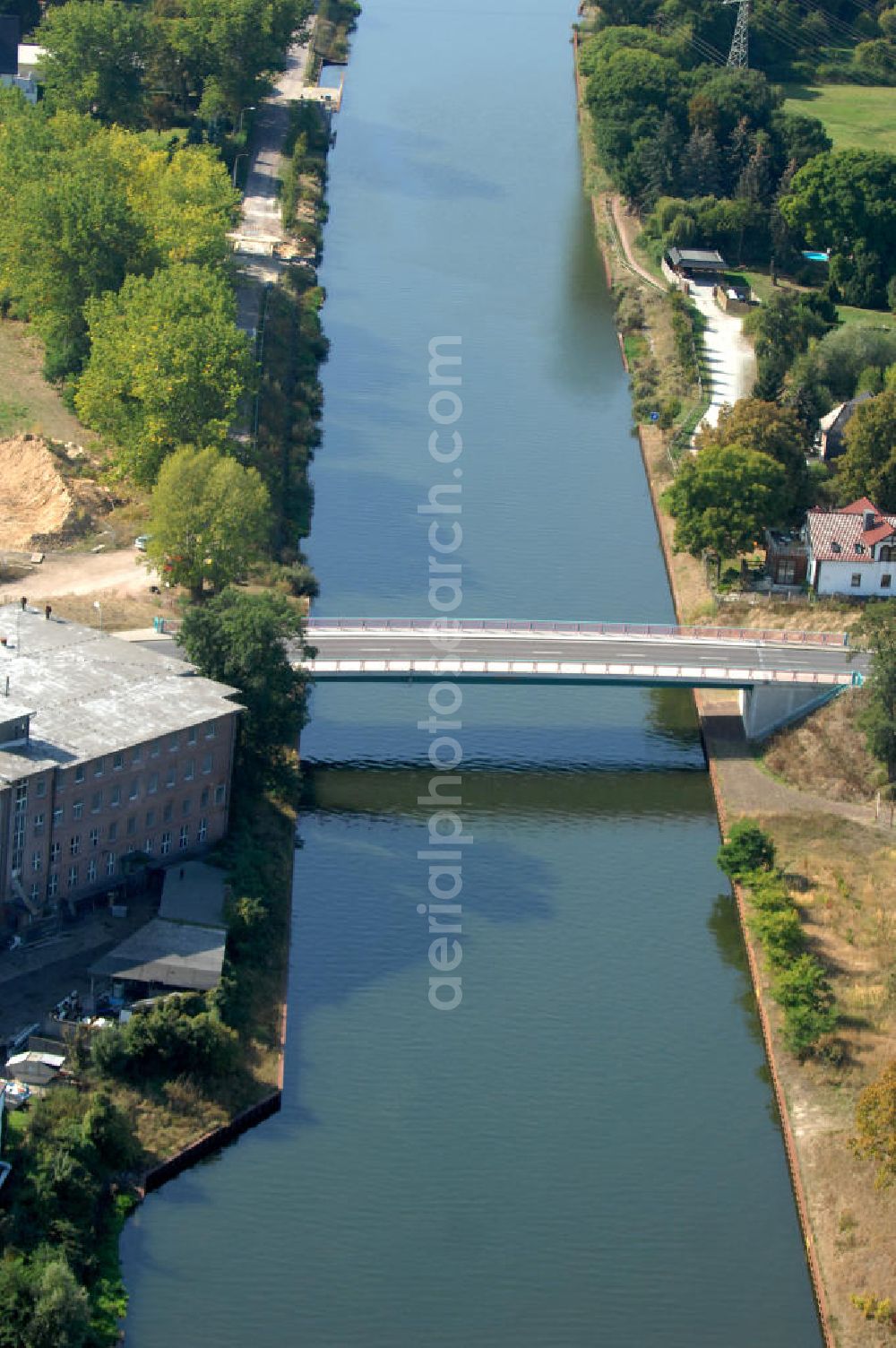 Aerial image BURG - Blick auf die Burger Brücke. Die Brücke wurde im Jahr 2005 erbaut und ist eine Überführung der Landstraße 52 über den Elbe-Havel-Kanal bei km 332,150.