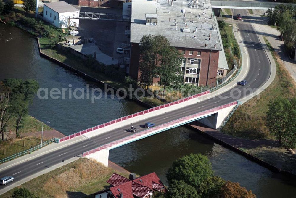 Burg from the bird's eye view: Blick auf die Burger Brücke am Elbe-Havel-Kanal in Burg