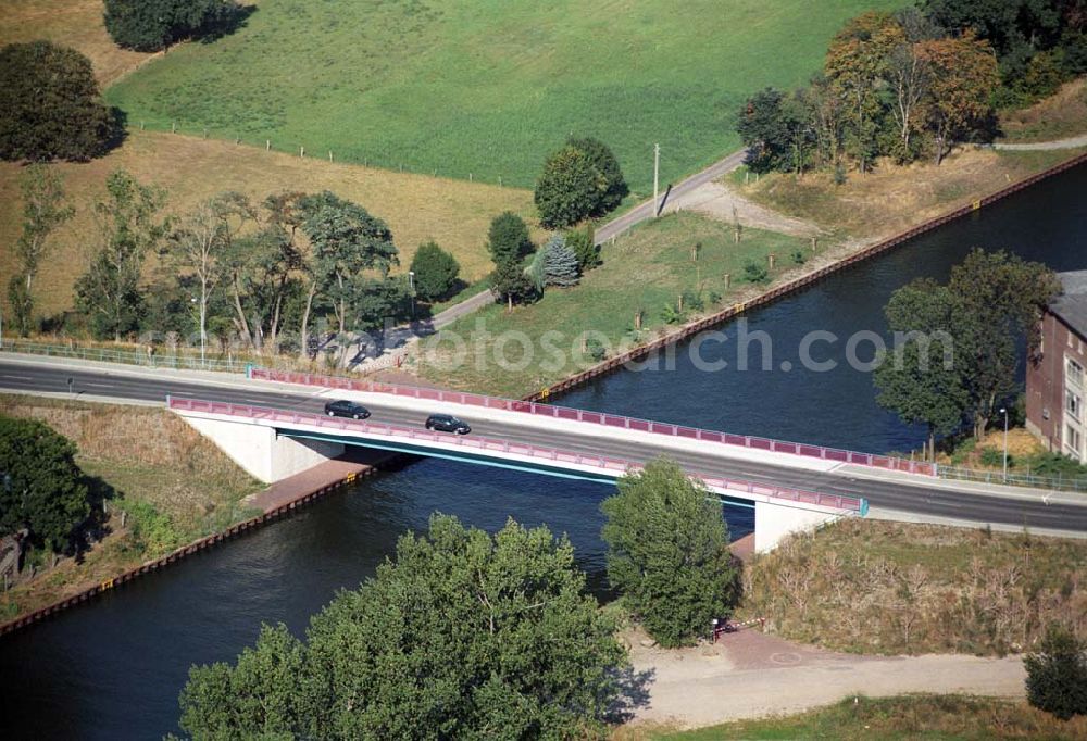 Aerial image Burg - Blick auf die Burger Brücke am Elbe-Havel-Kanal in Burg