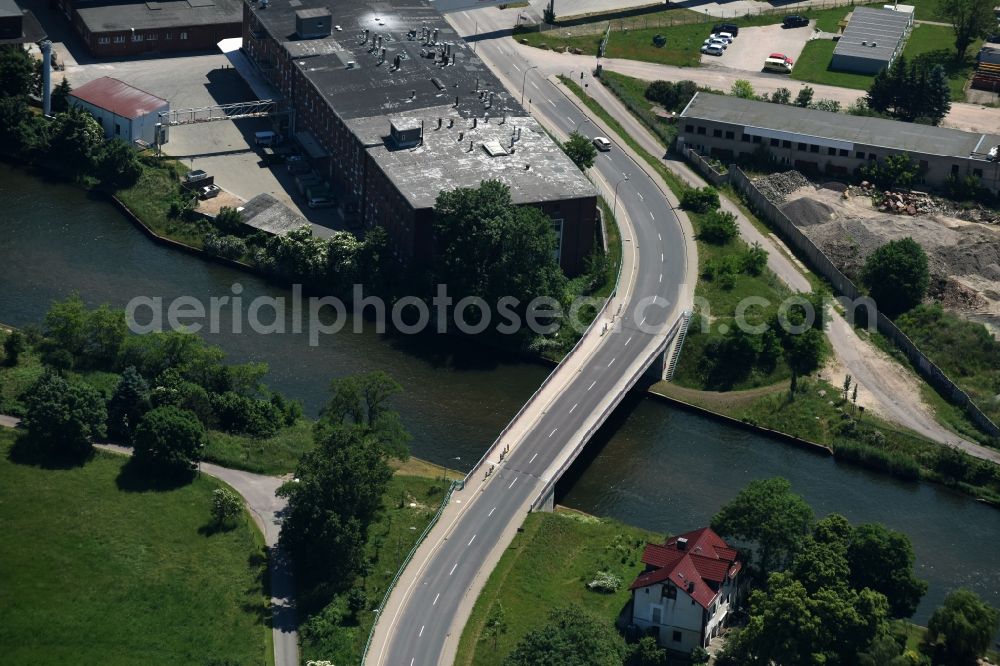 Aerial image Burg - Burger bridge over Elbe-Havel channel in Burg in the state Saxony-Anhalt