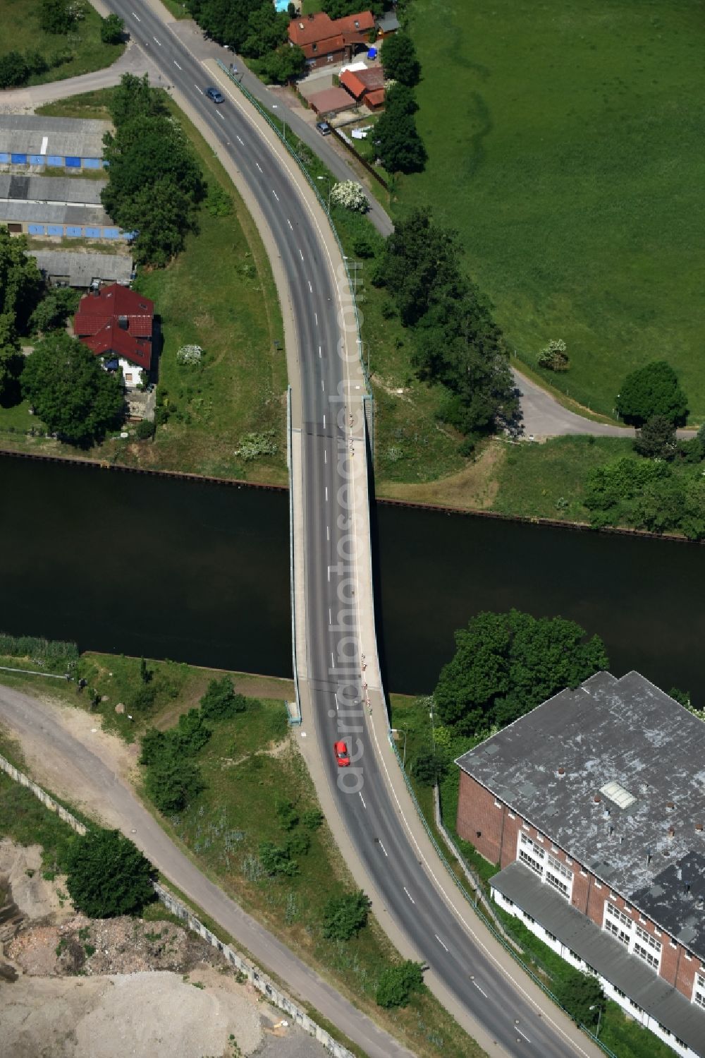 Aerial image Burg - Burger bridge over Elbe-Havel channel in Burg in the state Saxony-Anhalt