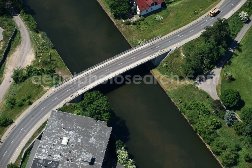 Aerial photograph Burg - Burger Bruecke over the Elbe-Havel channel in Burg in the state Saxony-Anhalt