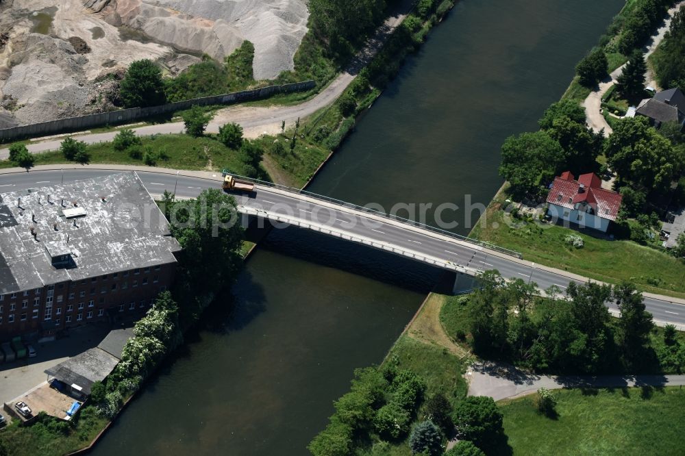 Burg from the bird's eye view: Burger Bruecke over the Elbe-Havel channel in Burg in the state Saxony-Anhalt