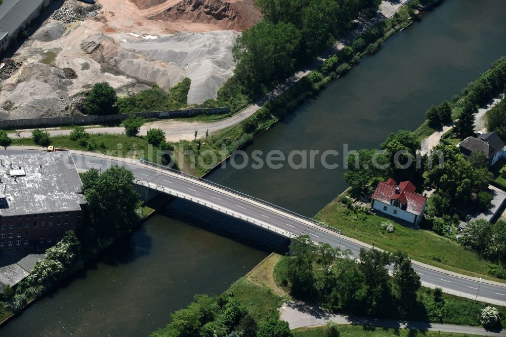 Aerial image Burg - Burger Bruecke over the Elbe-Havel channel in Burg in the state Saxony-Anhalt