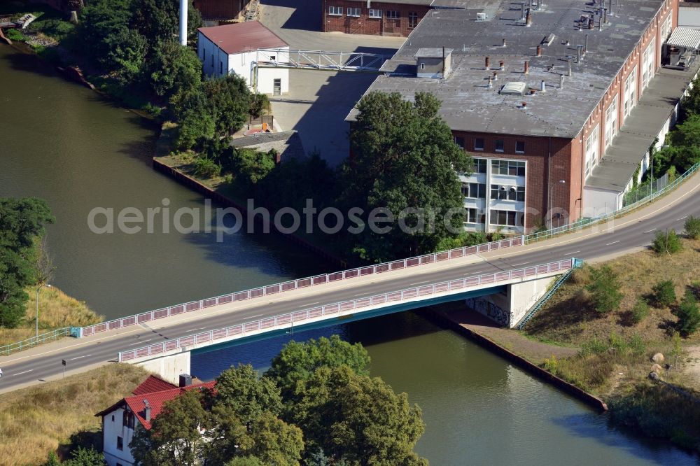 Aerial image Burg bei Magdeburg - Burg bridge over the Elbe-Havel-Canel in the state Saxony-Anhalt