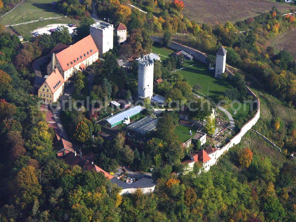 Aerial image Burglengenfeld / Bayern - Burglengenfeld (Bayern): Die 1200-jährige Burganlage Burg Lengenfeld auf dem Kreuzberg,auch bekannt als die Wiege der Wittelsbacher, Marktplatz 2-6, 93133 Burglengenfeld Tel. (09471) 7018-0, Fax. (09471) 701845