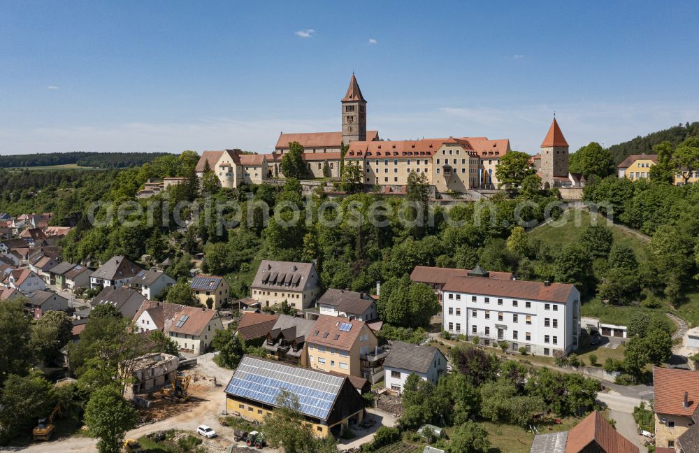 Aerial photograph Kastl - Walls of the castle complex on the plateau of the castle church of St. Peter and monastery castle in Kastl in the state of Bavaria, Germany