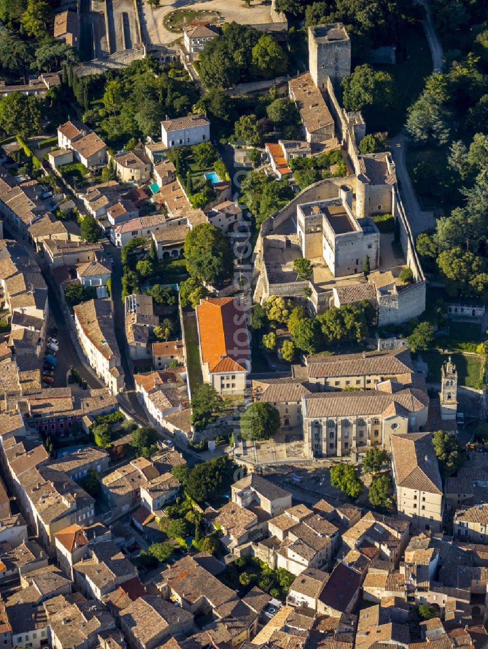 Montélimar from the bird's eye view: Ruined castle of Chateau des Adhemar in Montelimar in the province of Rhone-Alpes in France