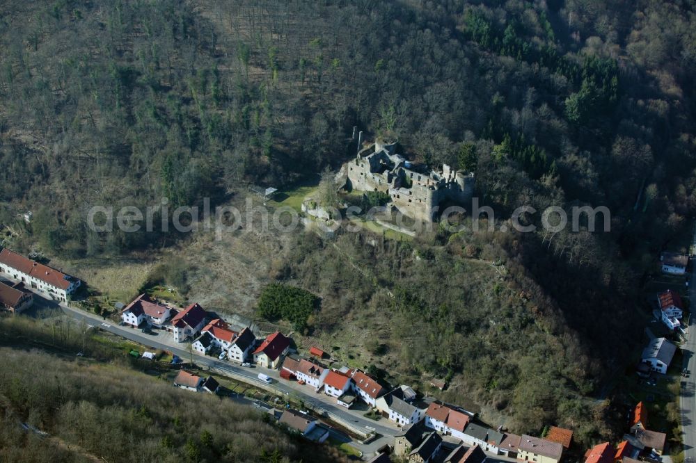 Aerial photograph Dalberg - Dalburg ruins at Dalberg in the state of Rhineland-Palatinate