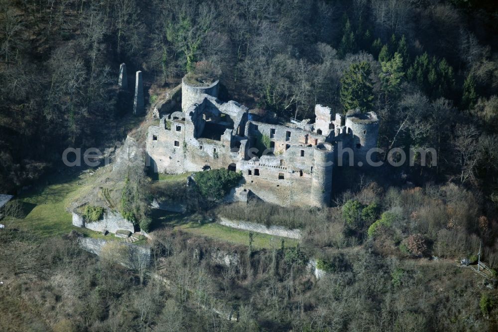 Dalberg from the bird's eye view: Dalburg ruins at Dalberg in the state of Rhineland-Palatinate