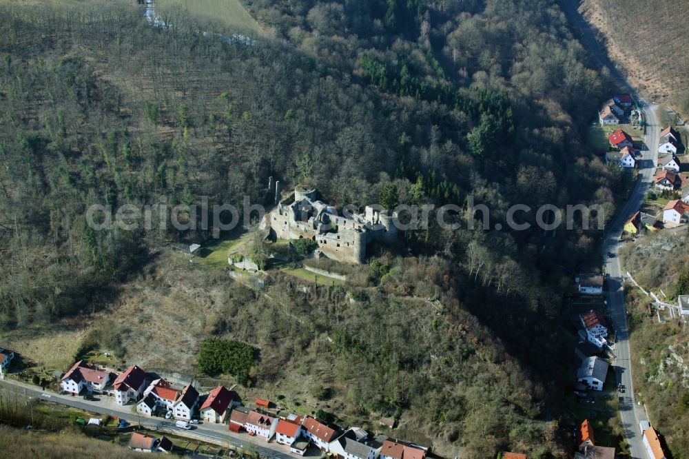 Aerial image Dalberg - Dalburg ruins at Dalberg in the state of Rhineland-Palatinate