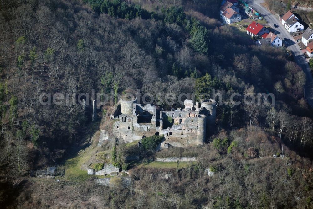 Dalberg from the bird's eye view: Dalburg ruins at Dalberg in the state of Rhineland-Palatinate