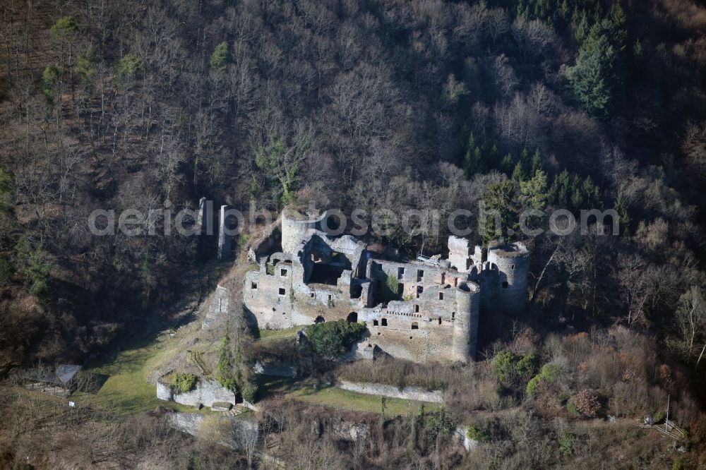 Aerial image Dalberg - Dalburg ruins at Dalberg in the state of Rhineland-Palatinate