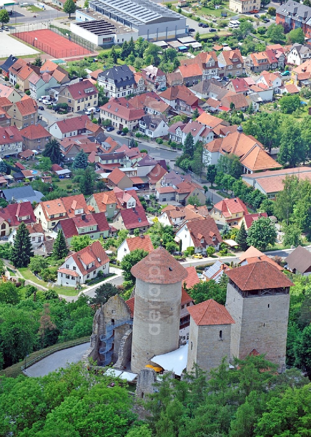 Treffurt from the bird's eye view: Ruin of castle Normannstein in Treffurt in Thuringia