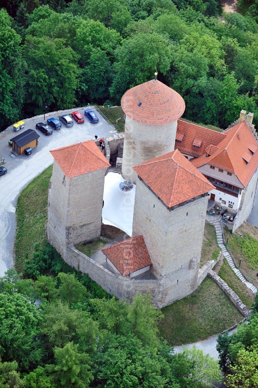 Aerial photograph Treffurt - Ruin of castle Normannstein in Treffurt in Thuringia