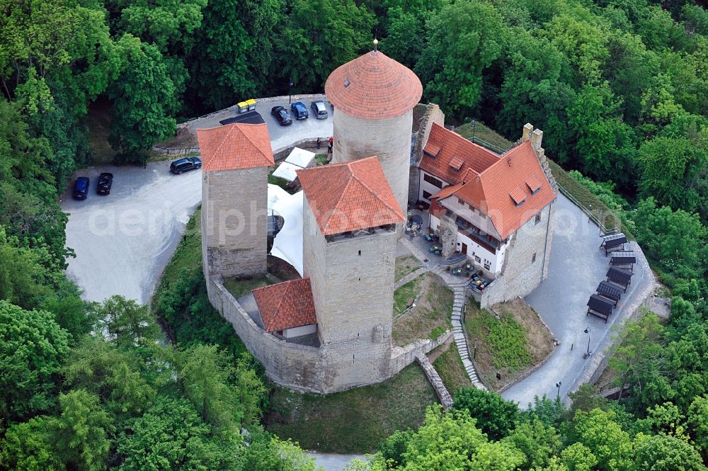 Treffurt from above - Ruin of castle Normannstein in Treffurt in Thuringia