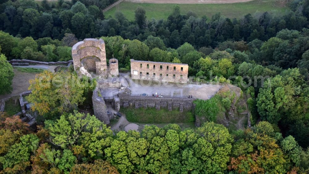 Altwindeck from above - Castle ruins in Windeck in the state North Rhine-Westphalia, Germany