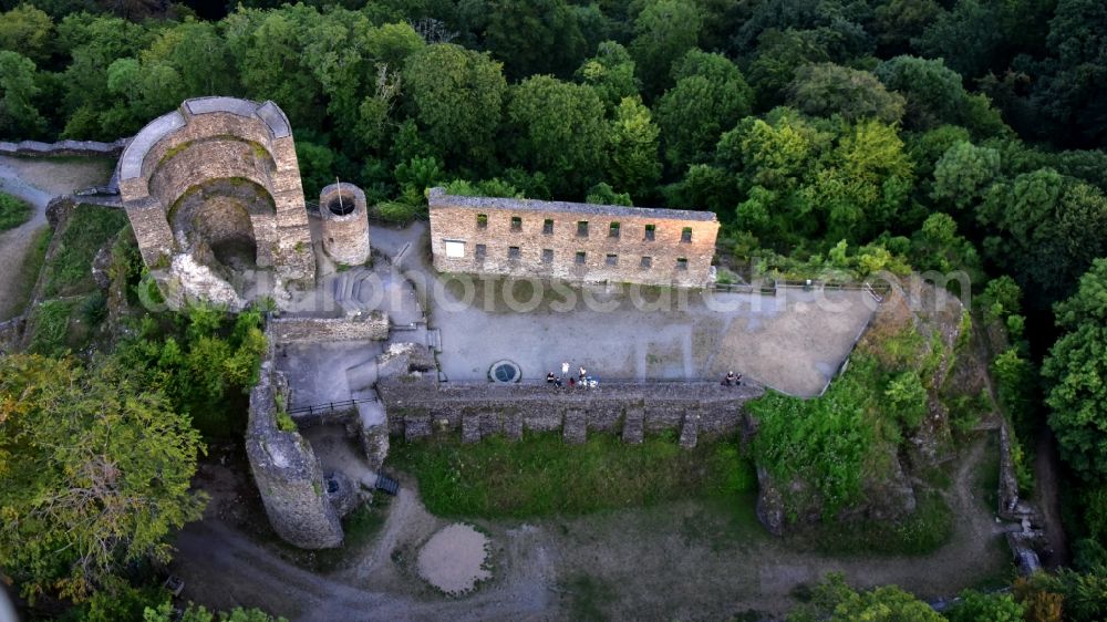 Altwindeck from the bird's eye view: Castle ruins in Windeck in the state North Rhine-Westphalia, Germany