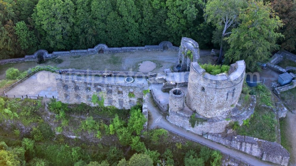 Altwindeck from the bird's eye view: Castle ruins in Windeck in the state North Rhine-Westphalia, Germany