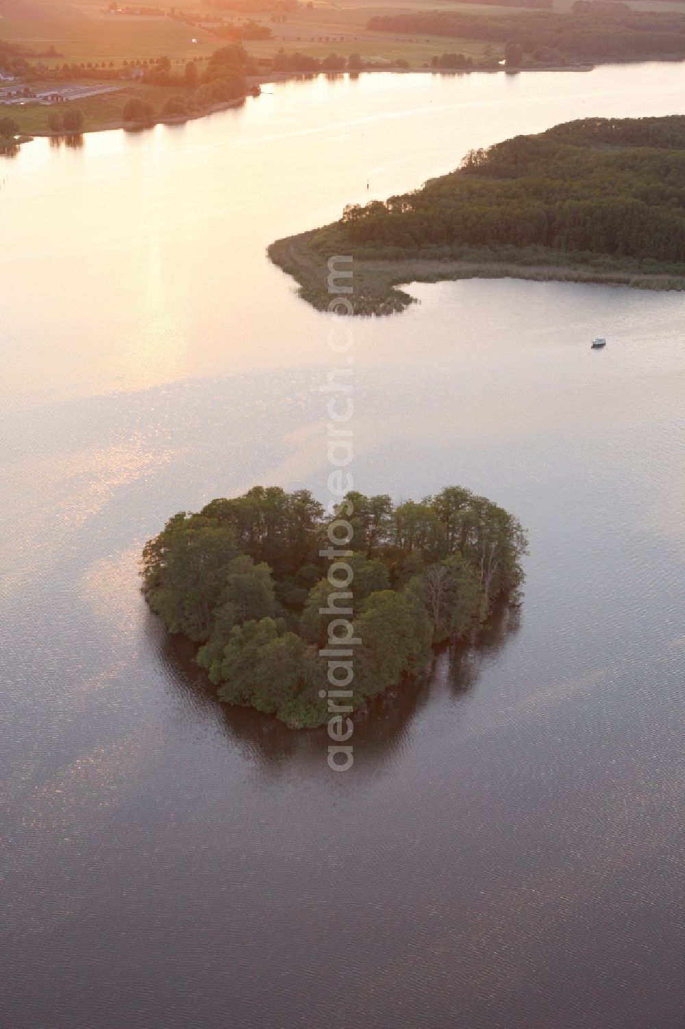 Vipperow from the bird's eye view: Heart shaped island in the lake Kleine Mueritz at Vipperow in Mecklenburg-Vorpommern