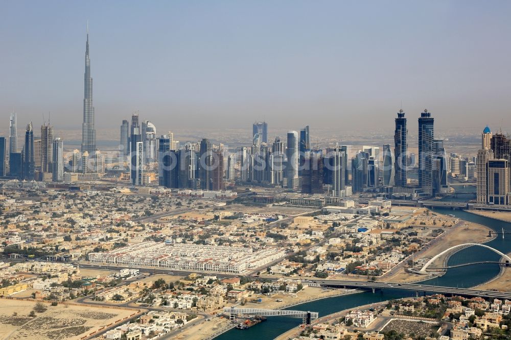 Dubai from above - Burj Khalifa in the district Downtown Dubai in Dubai in United Arab Emirates