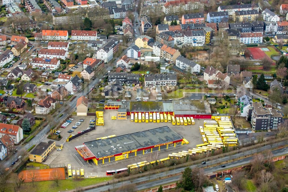 Aerial photograph Herne - Coach depot of the coach enterprise of the Anton Graf GmbH travelling and forwarding agency in the district of Wanne-Eickel in Herne in the federal state North Rhine-Westphalia