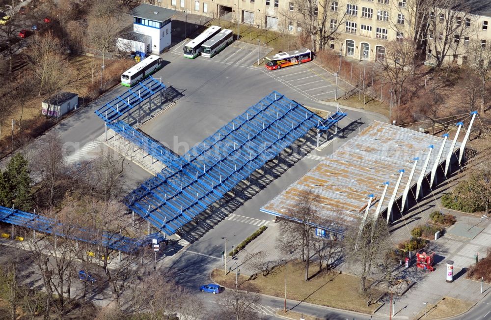 Chemnitz from above - View of the bus station Chemnitz in the state Saxony