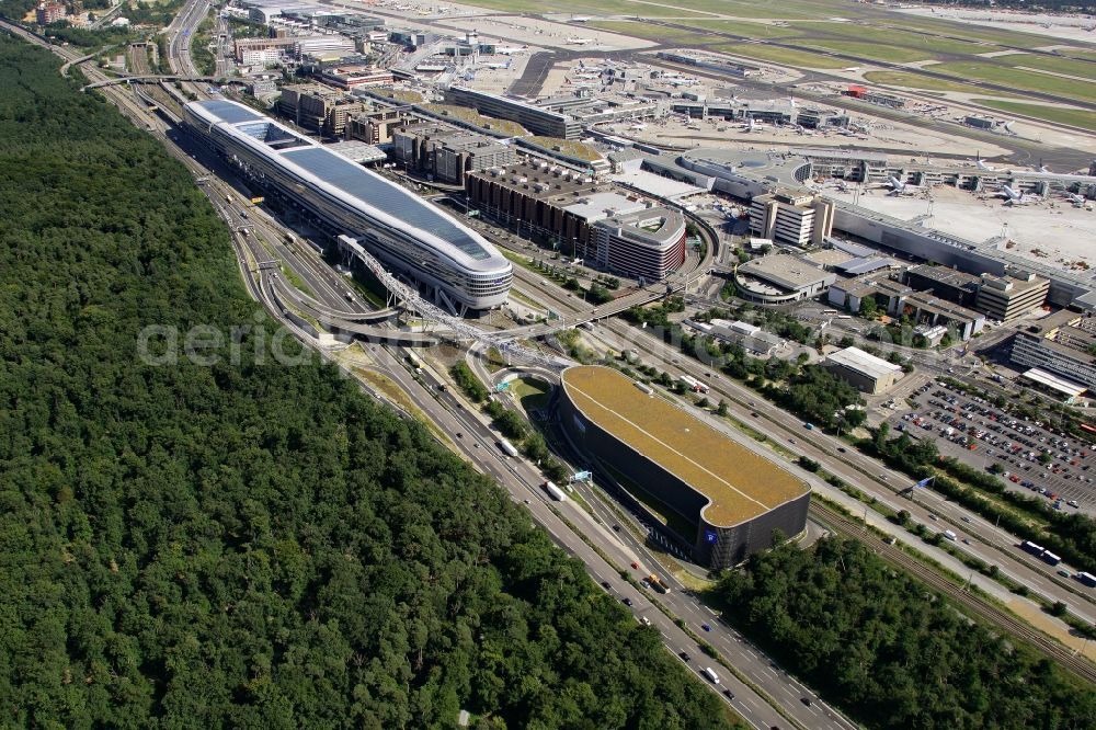 Frankfurt am Main from above - View of the Business Center The Squair, formerly known as Airrail Center Frankfurt. The main investor for the futuristic project is the IVG Immobilien AG