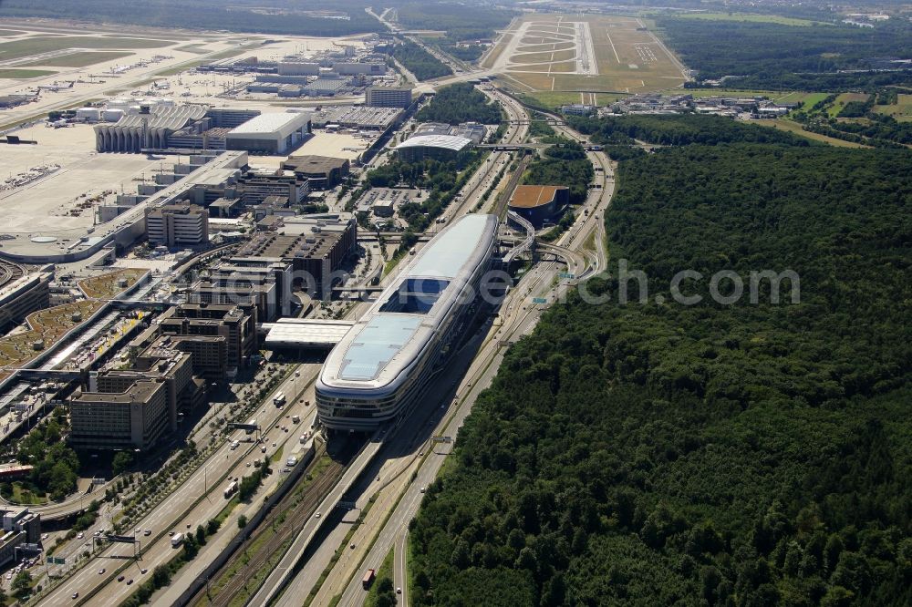 Aerial image Frankfurt am Main - View of the Business Center The Squair, formerly known as Airrail Center Frankfurt. The main investor for the futuristic project is the IVG Immobilien AG