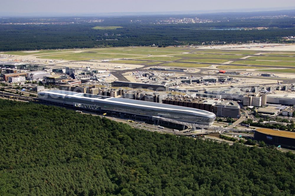 Aerial image Frankfurt am Main - View of the Business Center The Squair, formerly known as Airrail Center Frankfurt. The main investor for the futuristic project is the IVG Immobilien AG