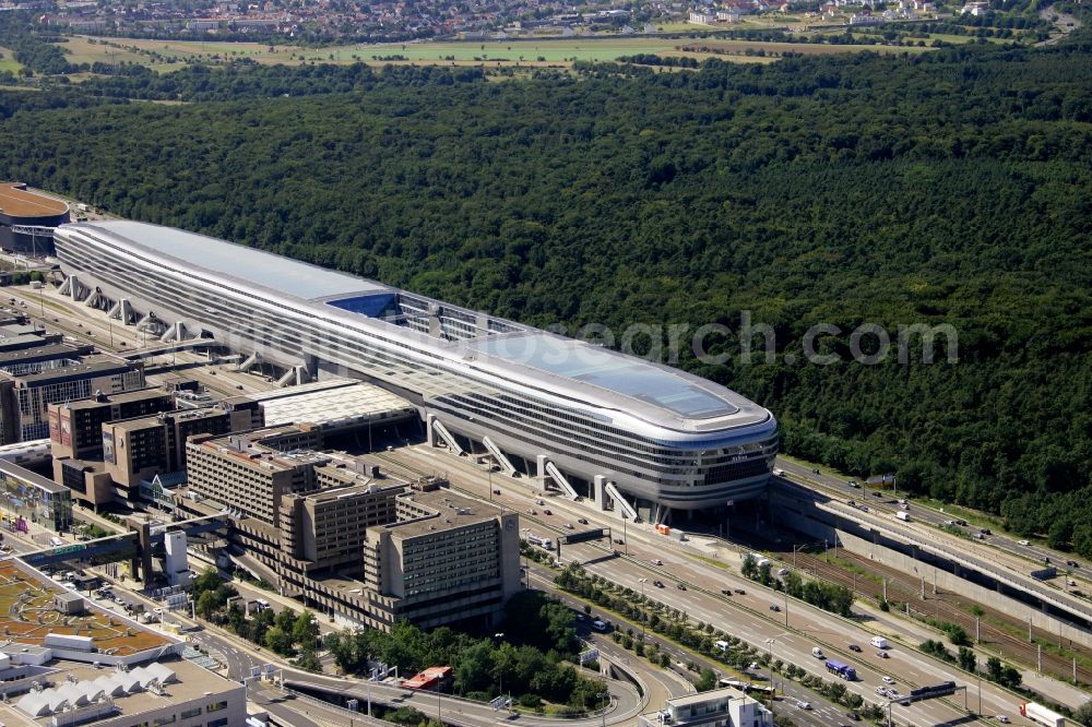 Frankfurt am Main from above - View of the Business Center The Squair, formerly known as Airrail Center Frankfurt. The main investor for the futuristic project is the IVG Immobilien AG