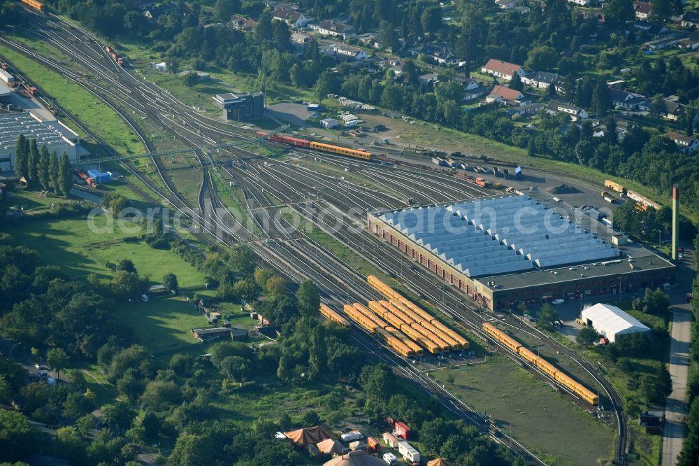 Berlin from the bird's eye view: BVG underground service station at the Schlossweg in Berlin-Britz in the administrative district of Berlin