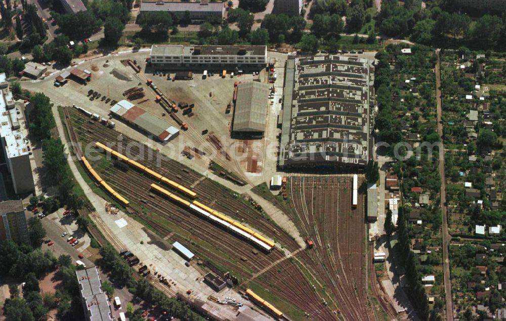 Berlin-Lichtenberg from the bird's eye view: BVG U-Bahndepot in Friedrichsfelde.