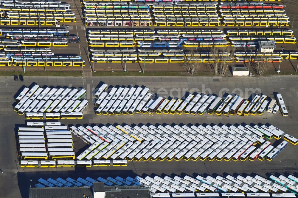 Berlin from the bird's eye view: BVG bus and train station in the district Lichtenberg in Berlin