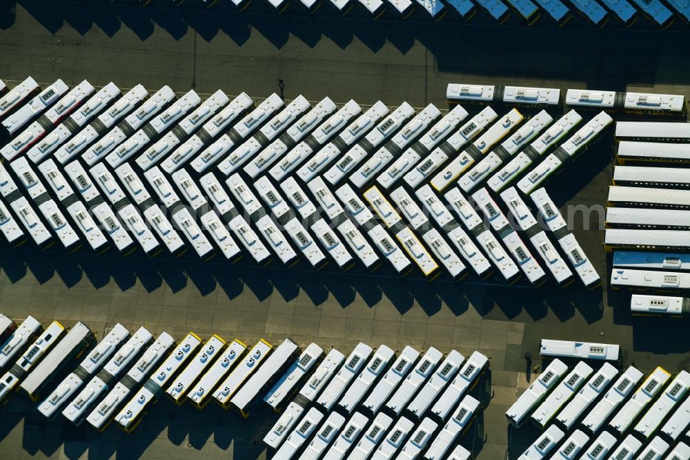 Aerial image Berlin - BVG bus and train station in the district Lichtenberg in Berlin