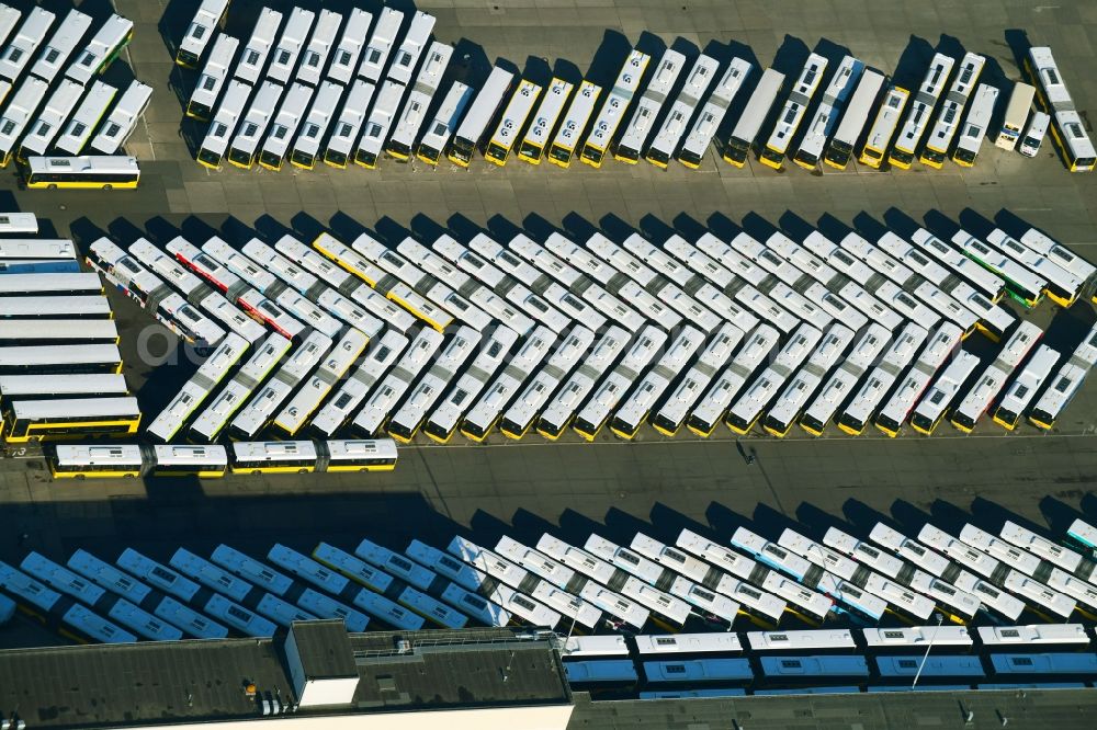 Berlin from above - BVG bus and train station in the district Lichtenberg in Berlin