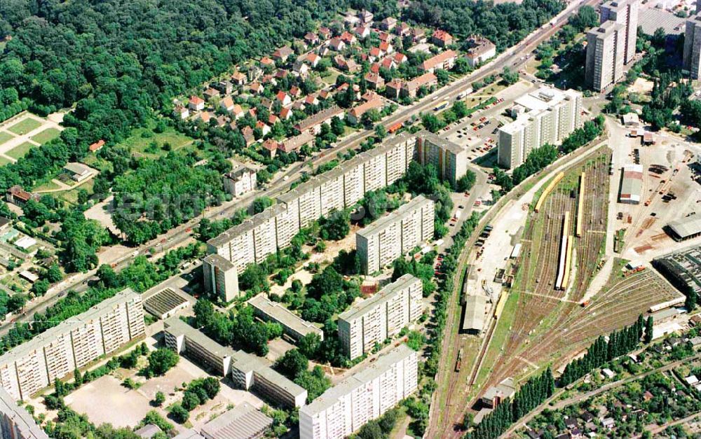 Aerial photograph Berlin-Lichtenberg - BVG-Depot der U-Bahn in Friedrichsfelde am Tierpark.