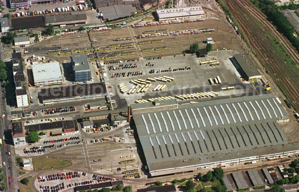 Berlin - Lichtenberg from the bird's eye view: BVG - Depot in der Siegfriedstraße in Lichtenberg.