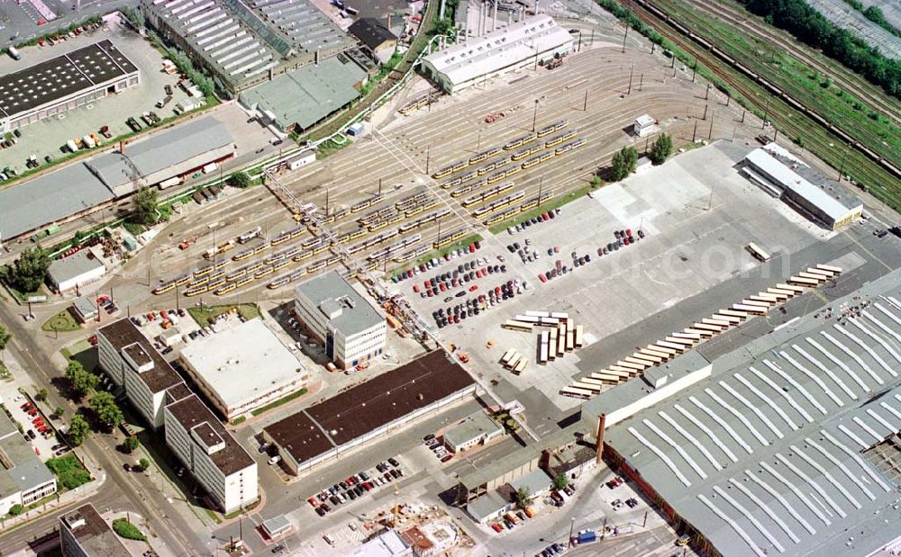 Aerial image Berlin-Lichtenberg - BVG-Straßenbahn- und Busdepot in der Siegfriedstraße in Berlin-Lichtenberg.